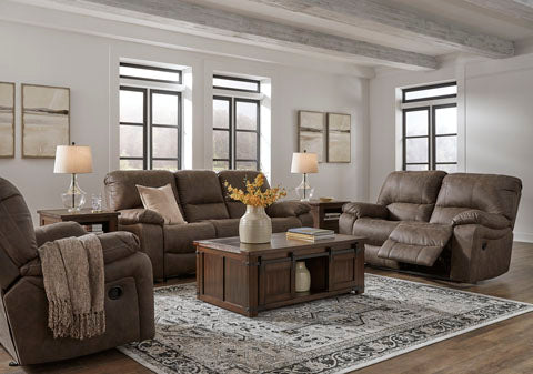 Kilmartin Chocolate Reclining Sofa and Loveseat