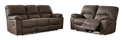 Kilmartin Chocolate Reclining Sofa and Loveseat