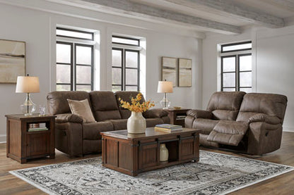 Kilmartin Chocolate Reclining Sofa and Loveseat
