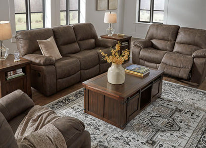 Kilmartin Chocolate Reclining Sofa and Loveseat
