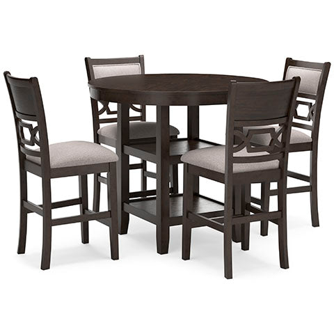 Langwest Brown Counter Height Dining Table and 4 Barstools Set