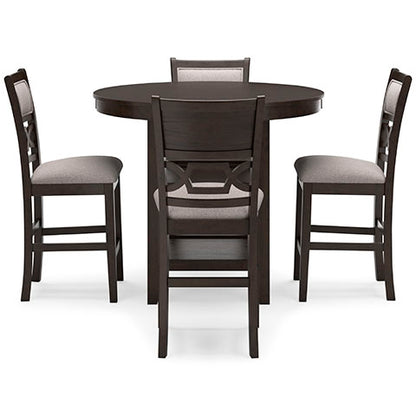 Langwest Brown Counter Height Dining Table and 4 Barstools Set