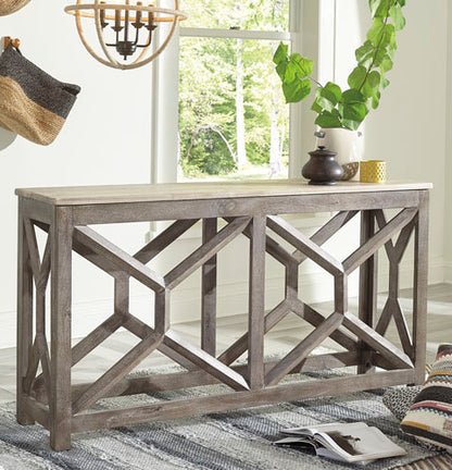 Lanzburg Antique Gray Sofa/Console Table