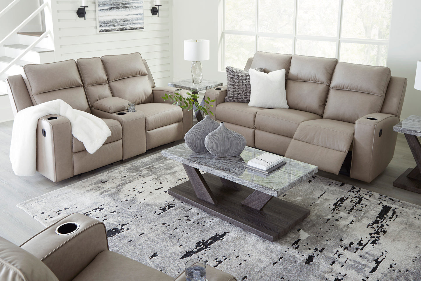 Lavenhorne Pebble Reclining Loveseat with Console