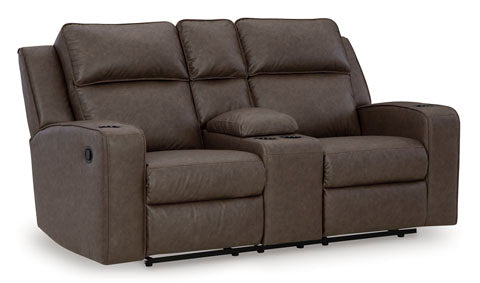 Lavenhorne Umber Reclining Loveseat with Console