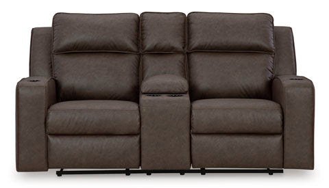 Lavenhorne Umber Reclining Loveseat with Console