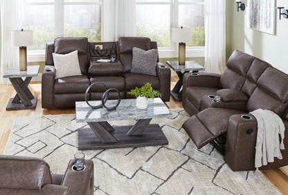 Lavenhorne Umber Reclining Loveseat with Console