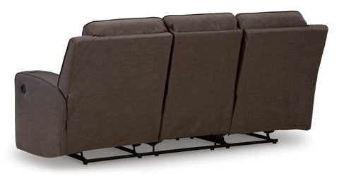 Lavenhorne Umber Reclining Sofa with Drop Down Table