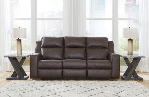 Lavenhorne Umber Reclining Sofa with Drop Down Table