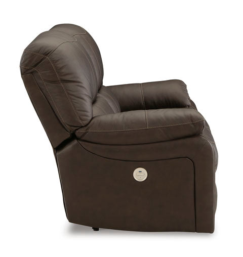 Leesworth Dark Brown Power Reclining Loveseat