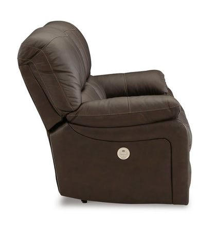 Leesworth Dark Brown Power Reclining Loveseat