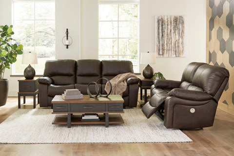 Leesworth Dark Brown Power Reclining Loveseat