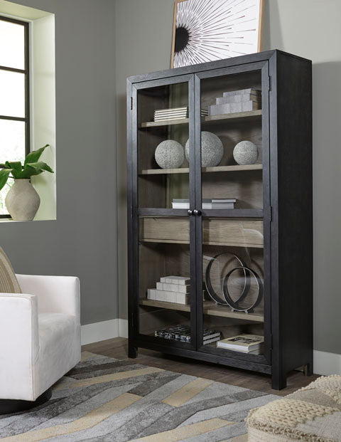 Lenston Black Gray Accent Cabinet