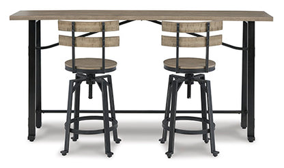Lesterton Light Brown Counter Height Dining Table and 2 Barstools Set