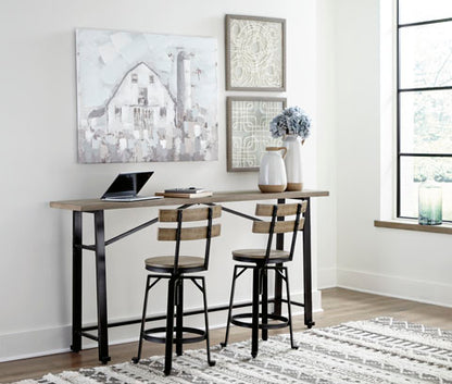 Lesterton Light Brown Counter Height Dining Table and 2 Barstools Set
