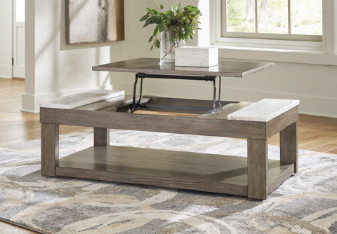 Loyaska Grayish Brown Lift-Top Coffee Table