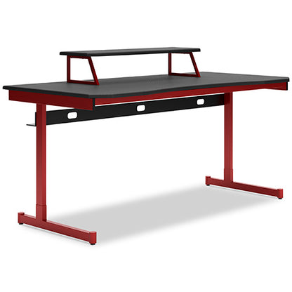 Lynxtyn Red Home Office Desk with Monitor Stand