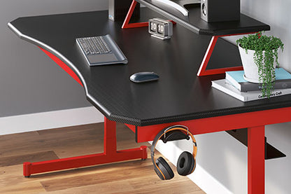 Lynxtyn Red Home Office Desk with Monitor Stand