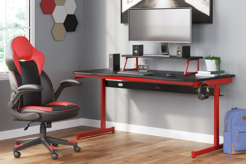 Lynxtyn Red Home Office Desk with Monitor Stand