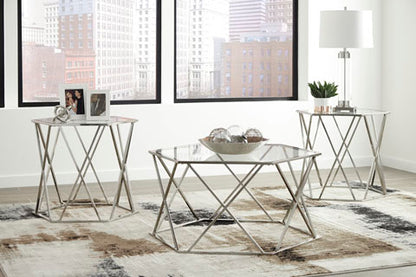 Madanere Chrome Finish Coffee and End Tables