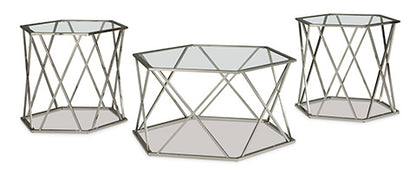 Madanere Chrome Finish Coffee and End Tables