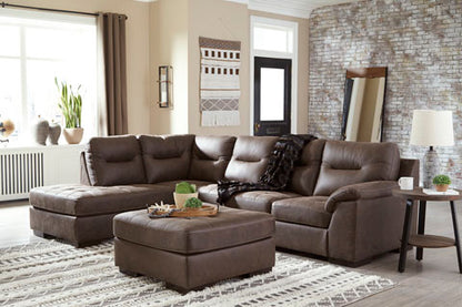 Maderla Walnut 2-Piece Sectional with Chaise