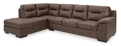 Maderla Walnut 2-Piece Sectional with Chaise