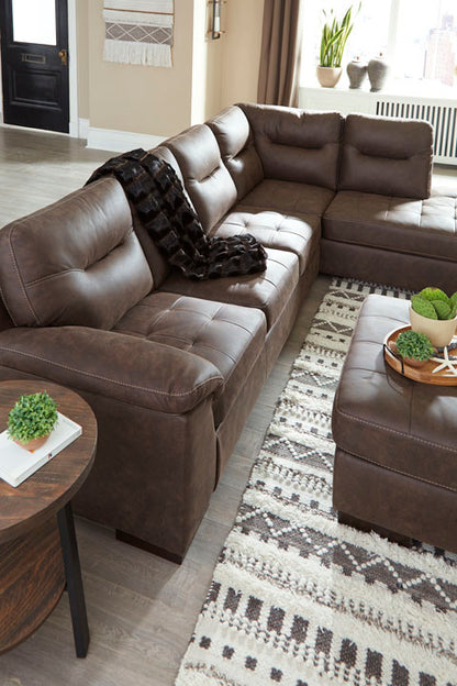 Maderla Walnut 2-Piece Sectional with Chaise