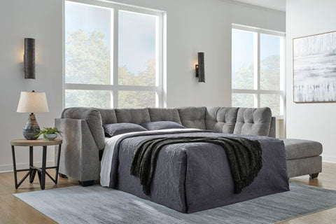 Marleton Gray 2-Piece Full Sleeper Sectional with Chaise