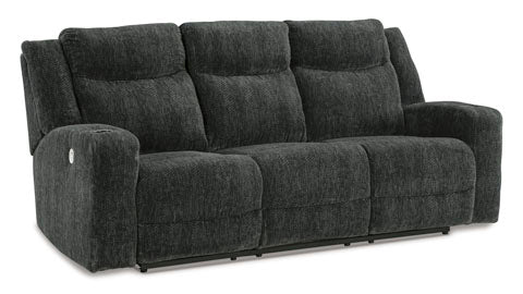 Martinglenn Ebony Power Reclining Sofa with Drop Down Table