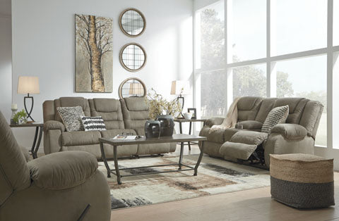 McCade Cobblestone Reclining Sofa and Loveseat Set