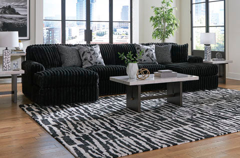 Midnight-Madness Onyx 3-Piece Sectional with Double Chaise