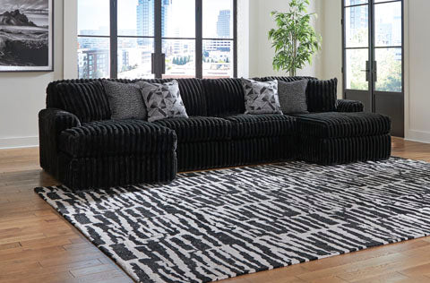 Midnight-Madness Onyx 3-Piece Sectional with Double Chaise