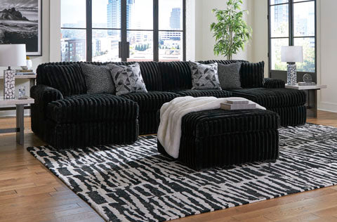 Midnight-Madness Onyx 3-Piece Sectional with Double Chaise