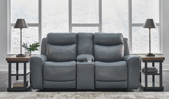 Mindanao Steel Power Reclining Loveseat with Console