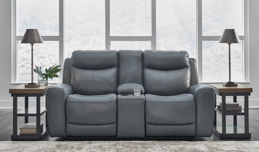 Mindanao Steel Power Reclining Loveseat with Console