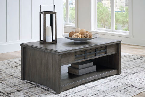 Montillan Grayish Brown Lift-Top Coffee Table