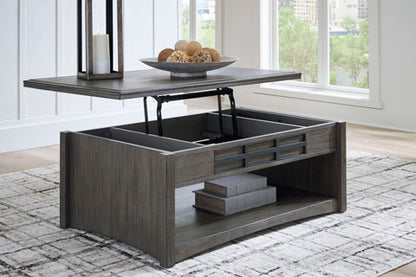 Montillan Grayish Brown Lift-Top Coffee Table