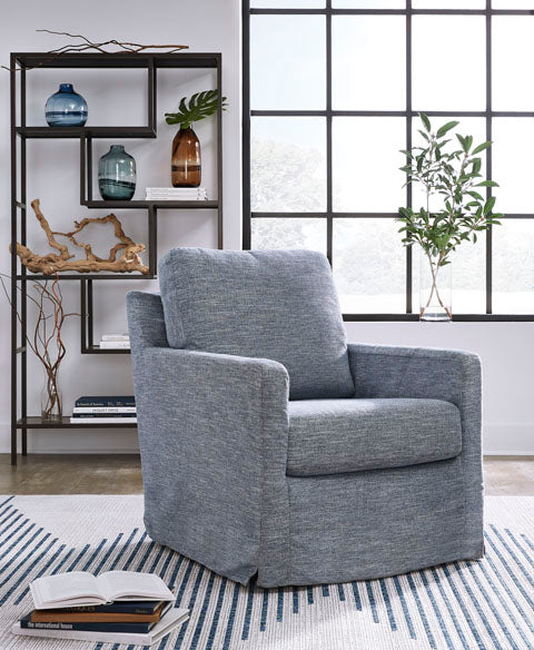 Nenana Denim Next-Gen Nuvella Swivel Glider Accent Chair