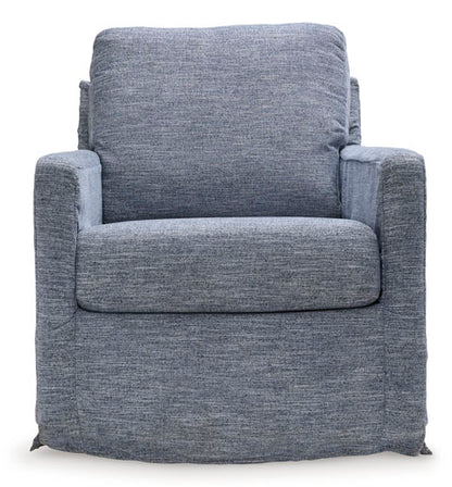Nenana Denim Next-Gen Nuvella Swivel Glider Accent Chair