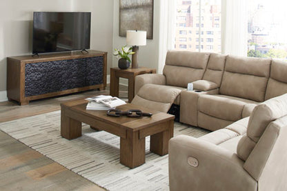 Next-Gen Sand DuraPella Power Reclining Sofa and Loveseat Set