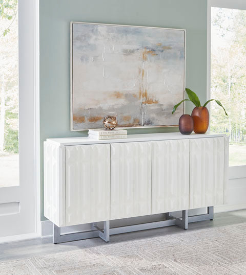 Ornawel Distressed White Accent Cabinet