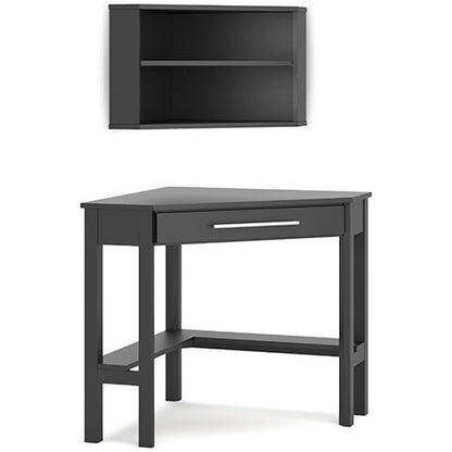 Otaska Black Home Office Corner Desk with Bookcase
