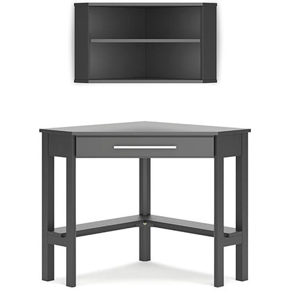 Otaska Black Home Office Corner Desk with Bookcase