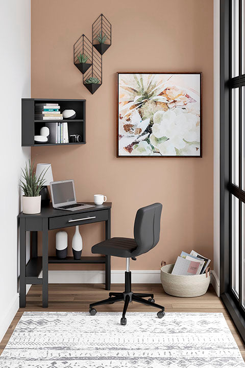 Otaska Black Home Office Corner Desk with Bookcase