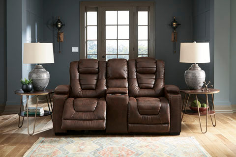 Owner's Box Thyme Power Reclining Loveseat with Console