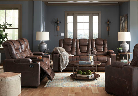 Owner's Box Thyme Power Reclining Sofa and Loveseat Set