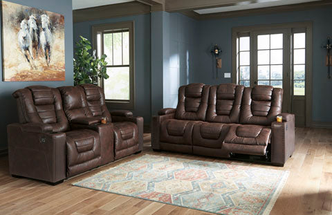 Owner's Box Thyme Power Reclining Sofa and Loveseat Set