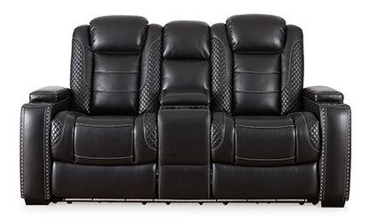 Party Time Midnight Power Reclining Loveseat with Console