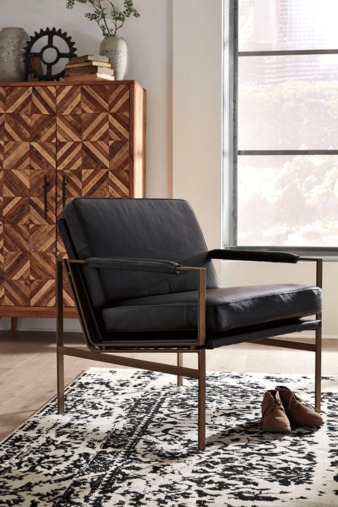 Puckman Black Leather Accent Chair